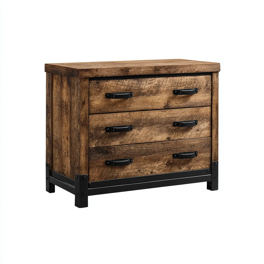 Commode - bois - métal - 80x40x75 cm - bois naturel - noir - salon - design industriel-Interiorvo