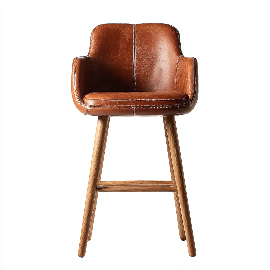 Tabouret de bar bois et simili cuir 45x45x95 cm - marron - pour salle à manger - design moderne-Interiorvo