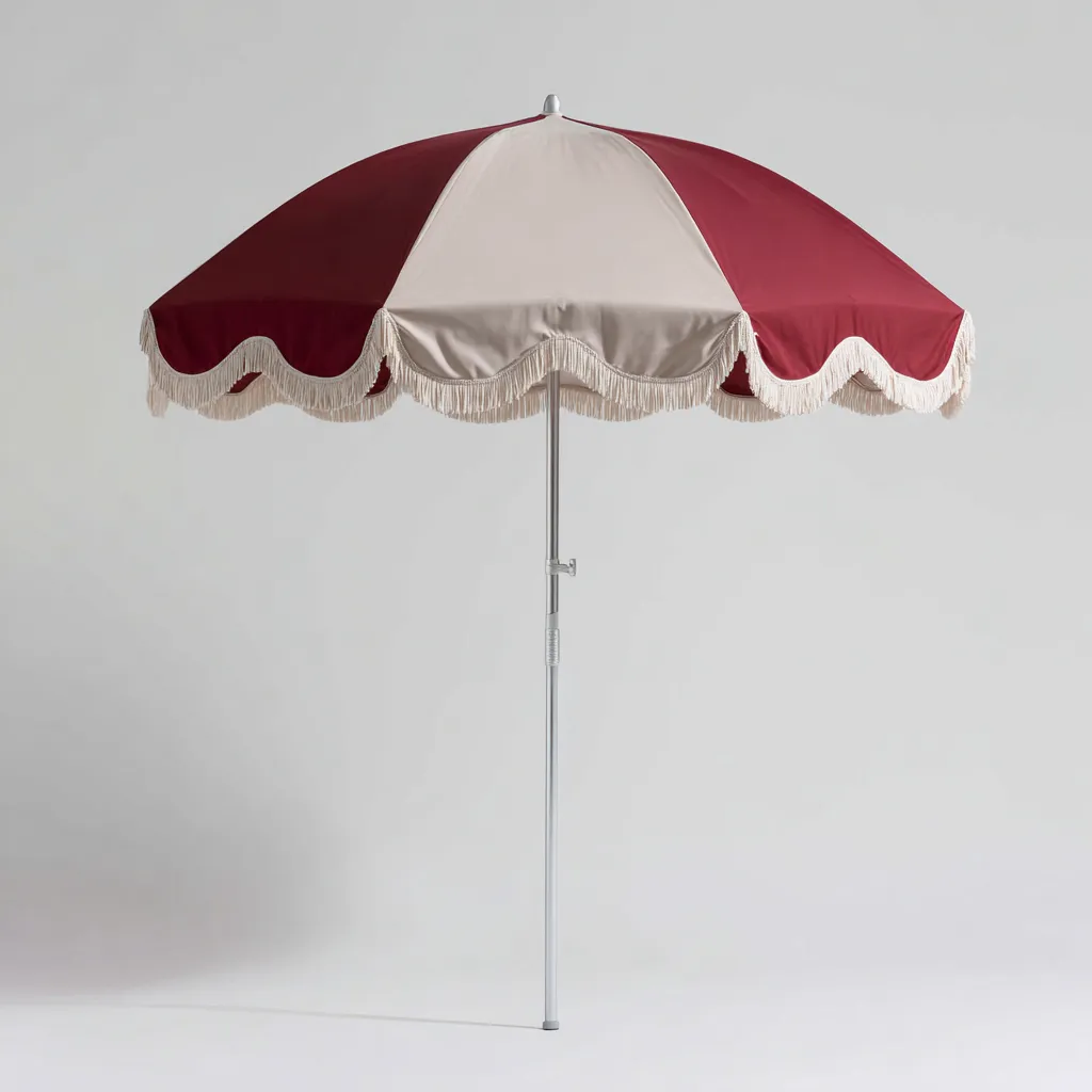 Parasol de jardin - métal - tissu 180x180x230 cm - beige - rouge - usage extérieur - style classique-Interiorvo