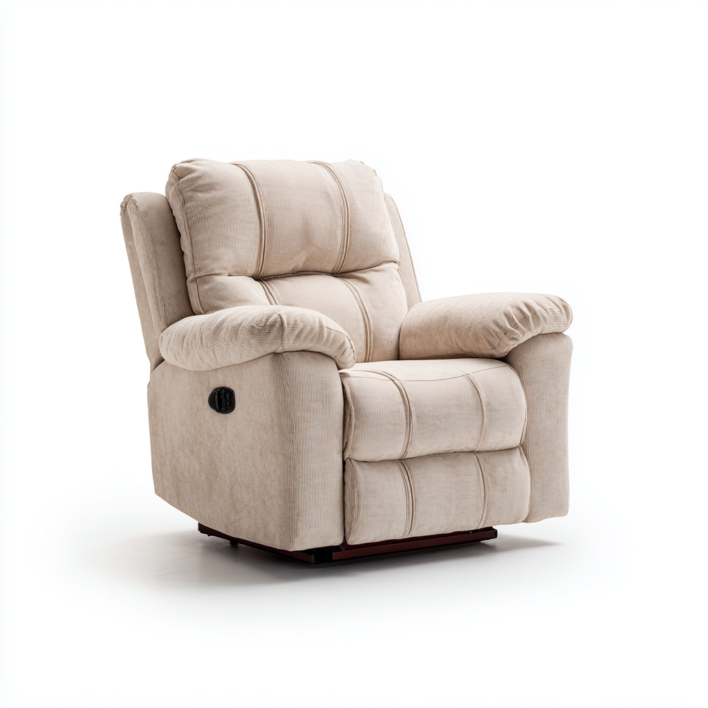 Fauteuil relax tissu 95x90x102 cm beige adapté au salon style classique-Interiorvo