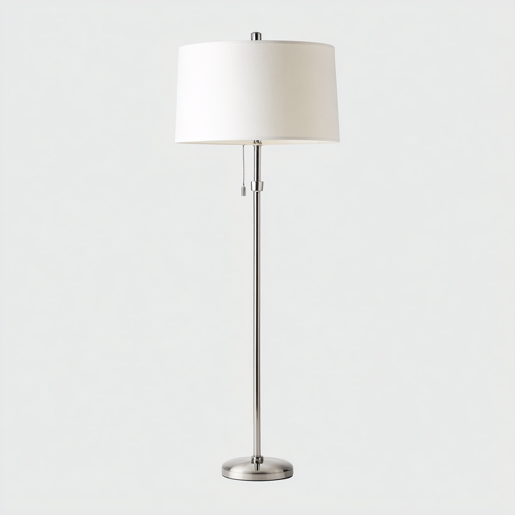 Lampadaire tissu et métal 34x34x160 cm - blanc - argent - pour salon - design moderne-Interiorvo