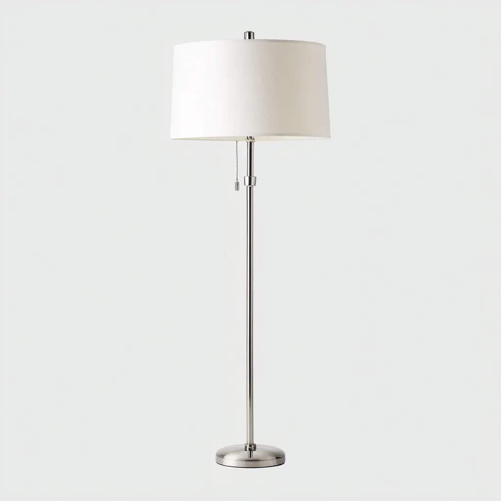 Lampadaire tissu et métal 34x34x160 cm - blanc - argent - pour salon - design moderne-Interiorvo