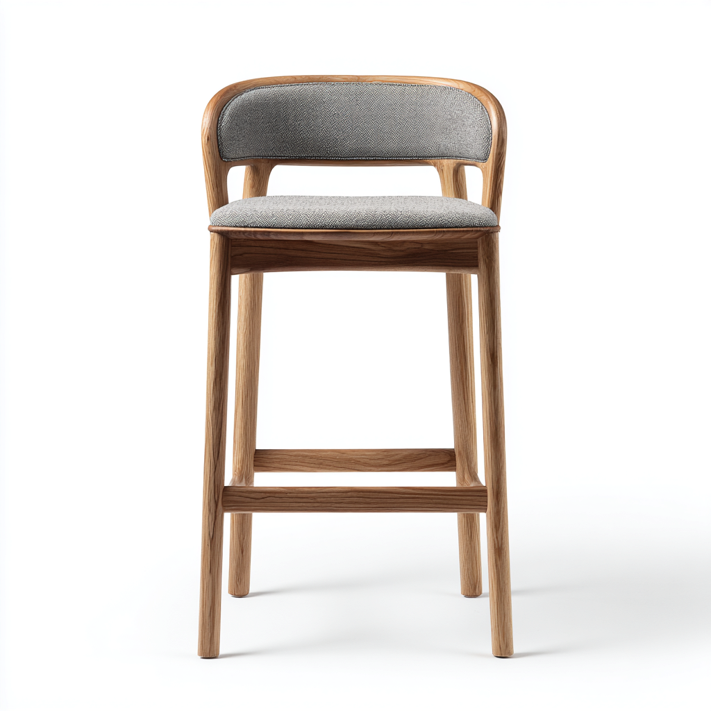 Tabouret de bar bois et tissu 45x44x95 cm - gris - pour salle à manger - design moderne-Interiorvo