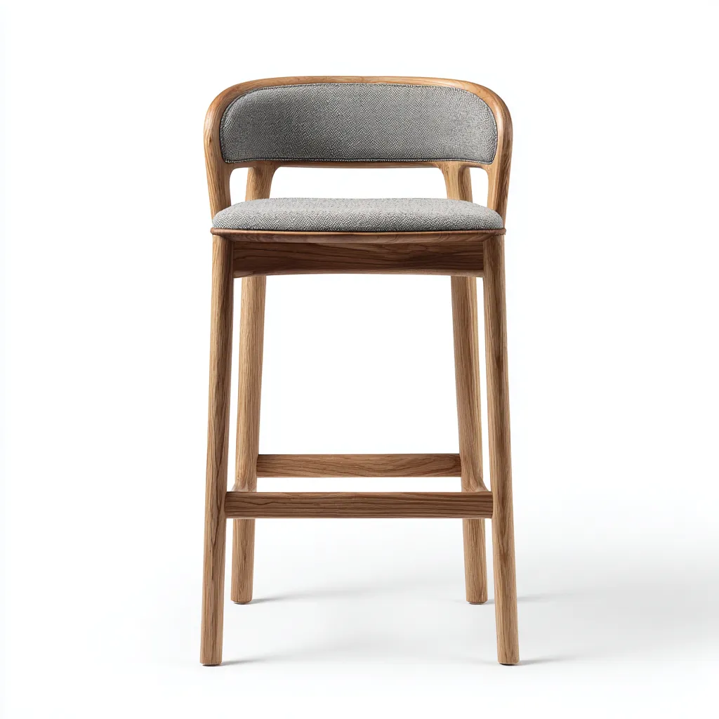 Tabouret de bar bois et tissu 45x44x95 cm - gris - pour salle à manger - design moderne-Interiorvo