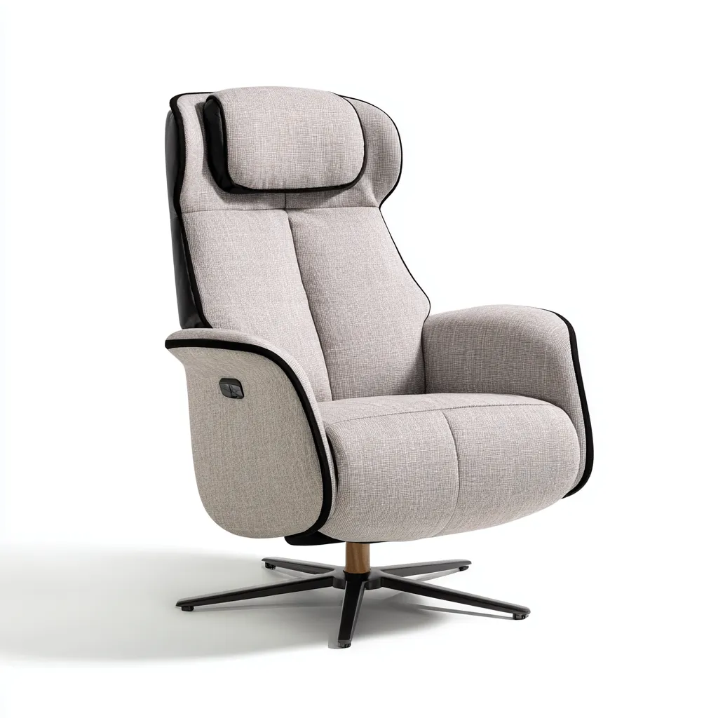 Fauteuil relax - tissu - métal - 100x85x115 cm - gris clair - noir - salon - design moderne-Interiorvo