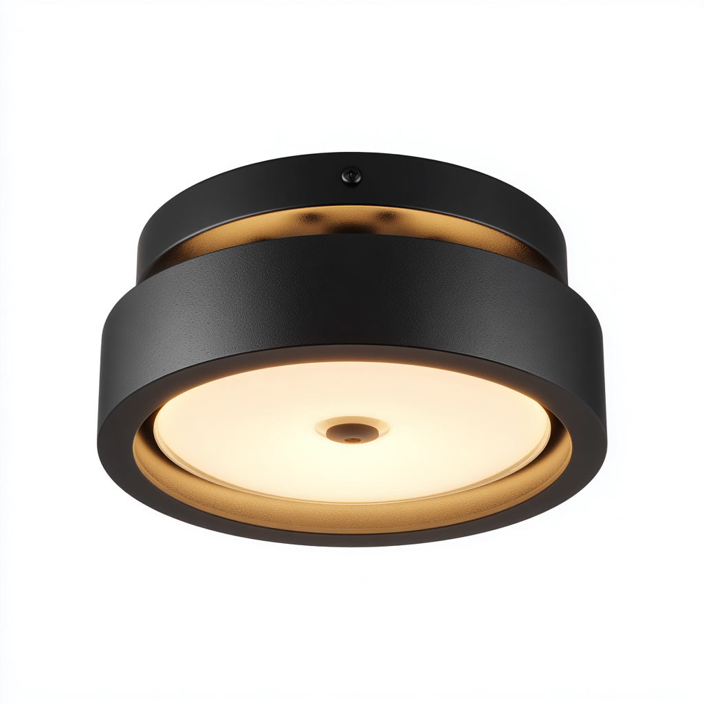 Plafonnier métal 28x28 cm - noir - or - pour salon - design moderne-Interiorvo