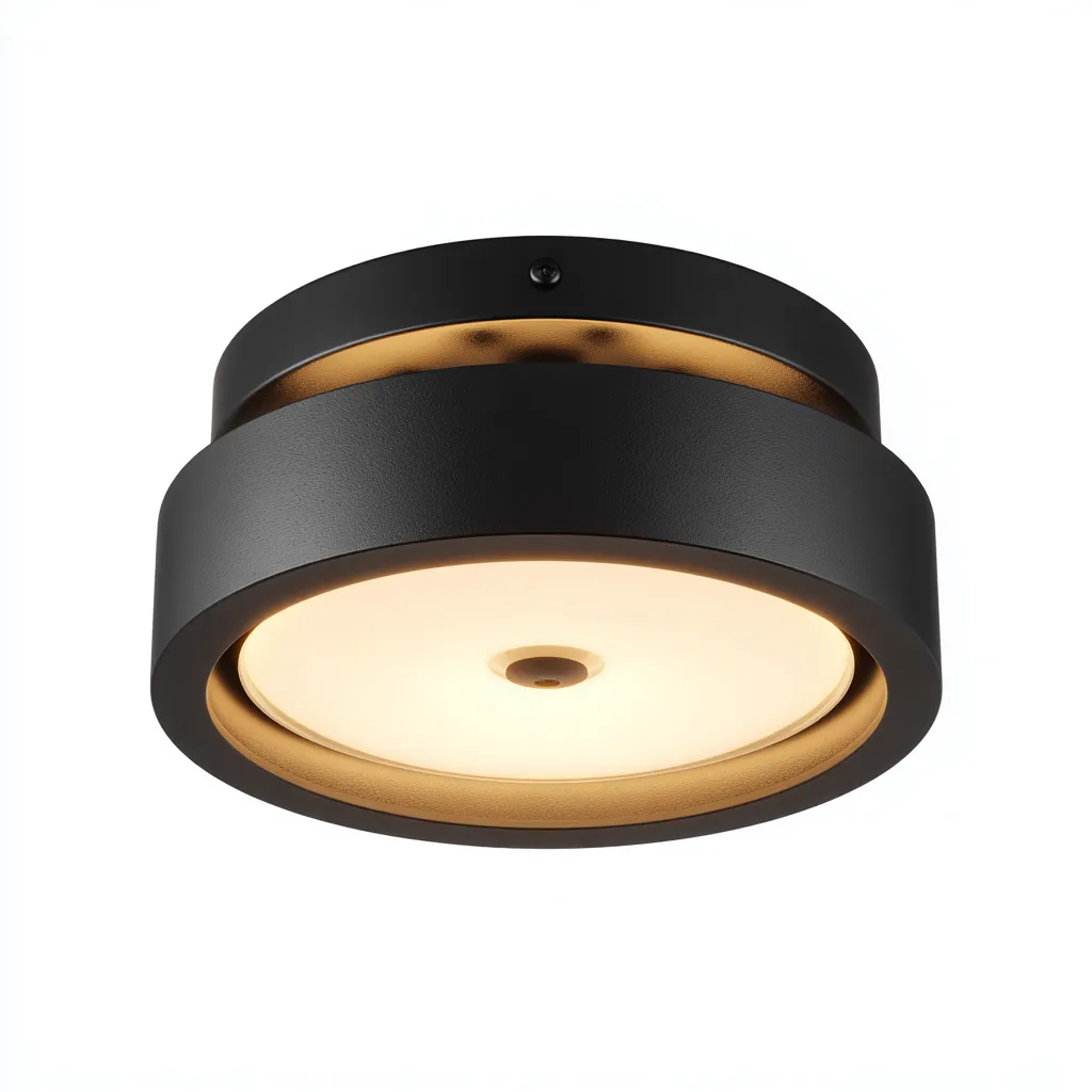 Plafonnier métal 28x28 cm - noir - or - pour salon - design moderne-Interiorvo