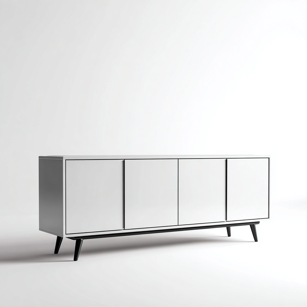 Meuble TV bois 160x40x55 cm blanc - noir adapté au salon design moderne-Interiorvo