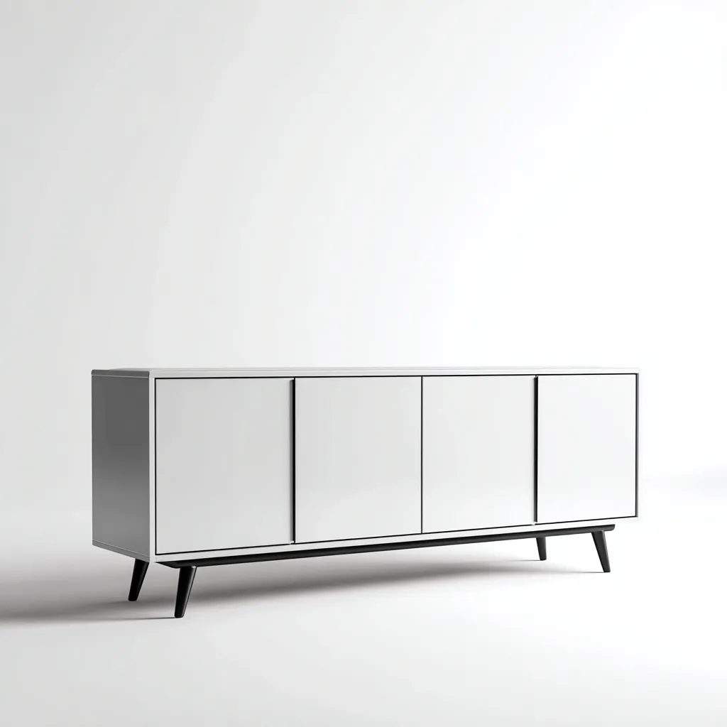 Meuble TV bois 160x40x55 cm blanc - noir adapté au salon design moderne-Interiorvo