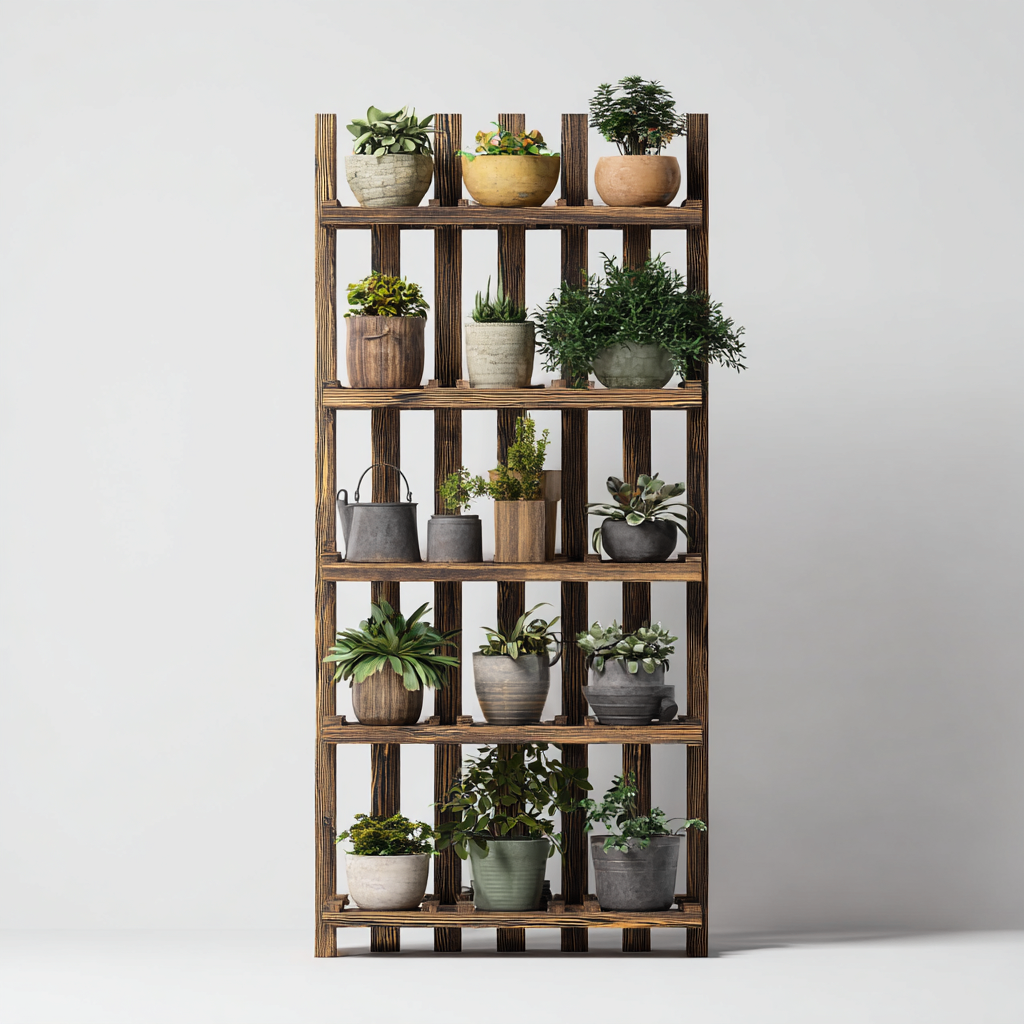 Pots et supports de plantes bois 90x30x180 cm brun adapté au jardin design naturel-Interiorvo