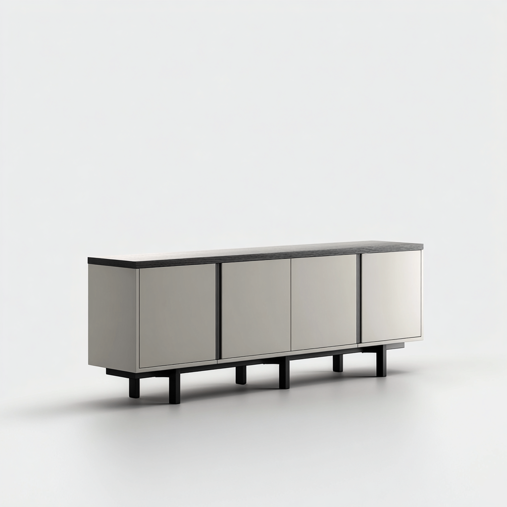 Meuble TV bois 180x40x65 cm blanc - noir adapté au salon design moderne-Interiorvo