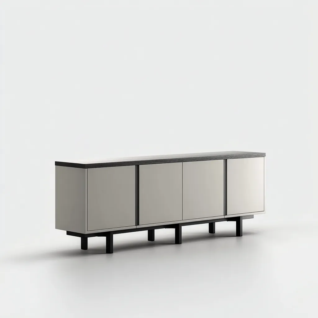 Meuble TV bois 180x40x65 cm blanc - noir adapté au salon design moderne-Interiorvo