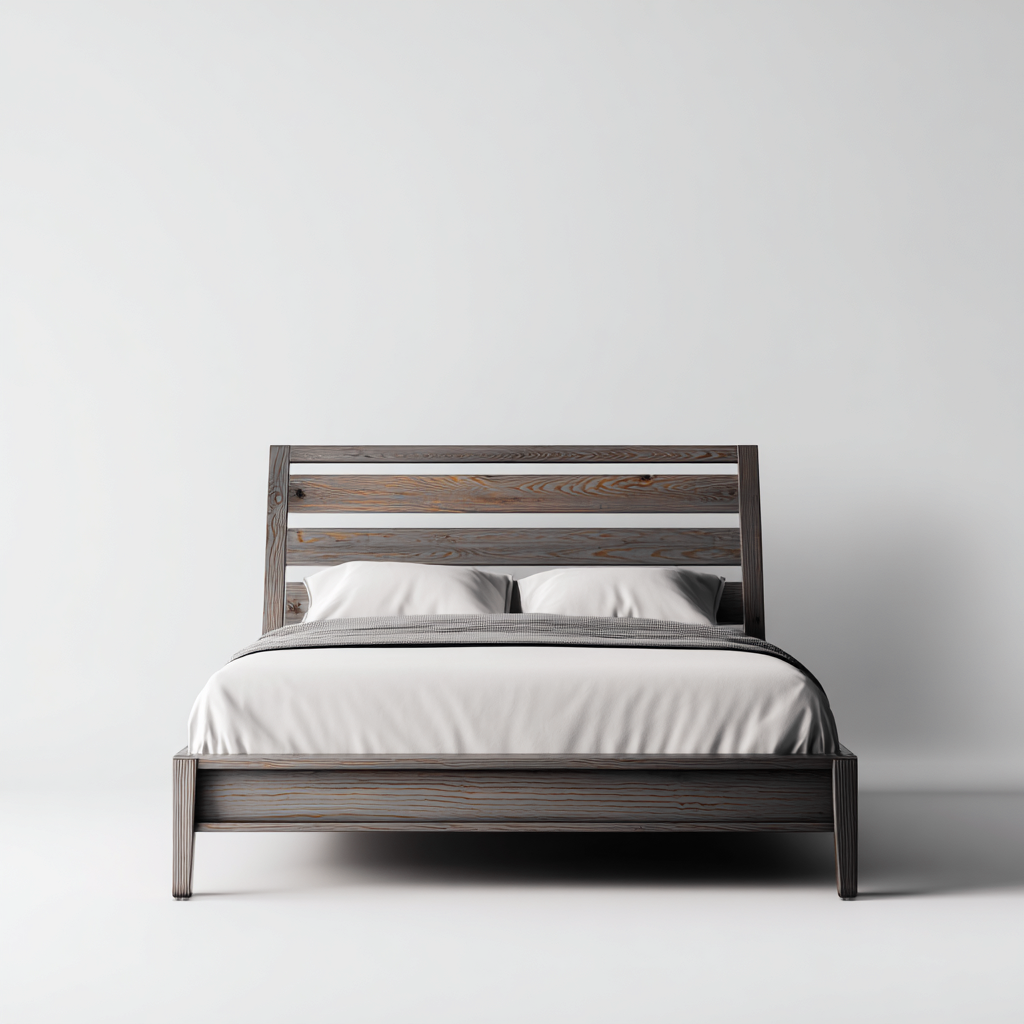 Lit double - bois - 210x165x95 cm - gris foncé - pour chambre - design moderne-Interiorvo