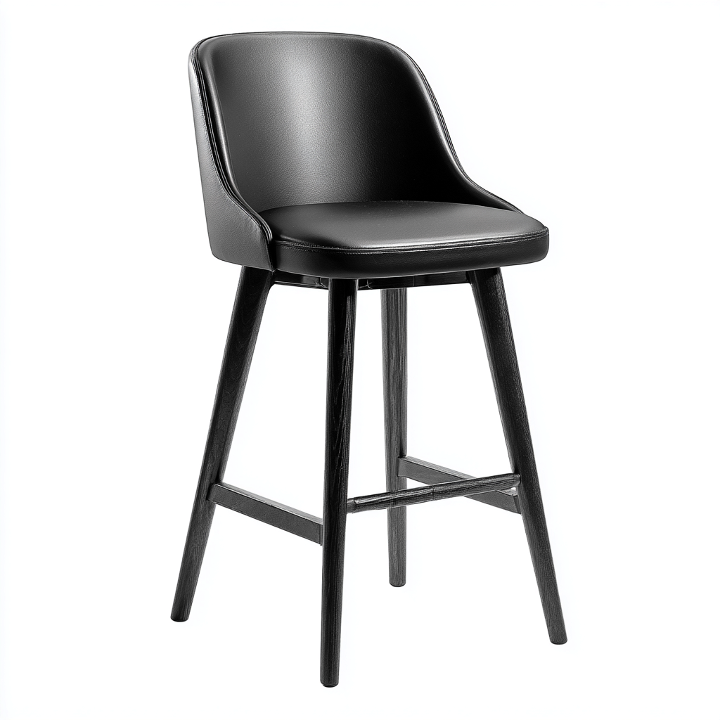 Tabouret de bar simili cuir 45x45x100 cm - noir - pour salle à manger - design moderne-Interiorvo