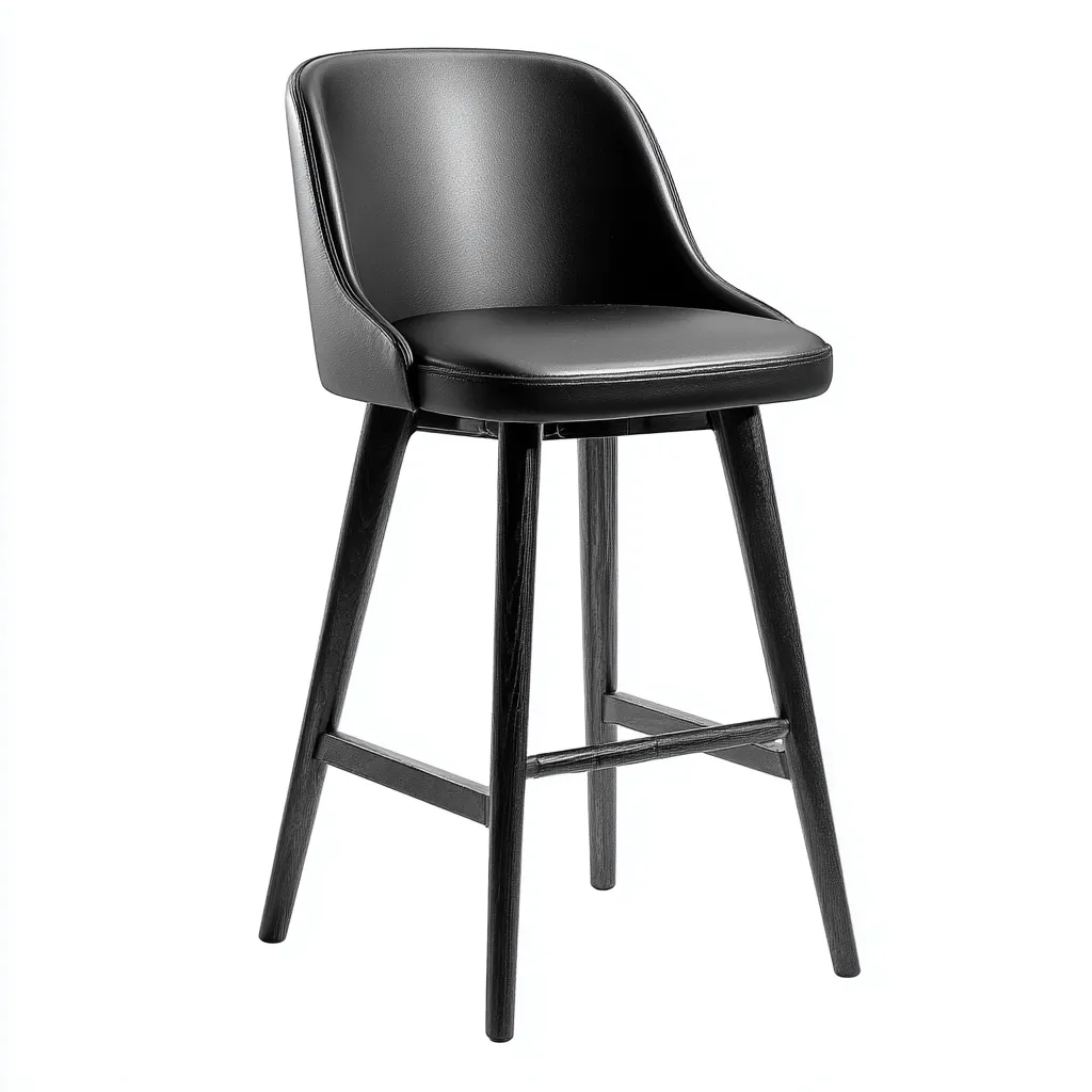 Tabouret de bar simili cuir 45x45x100 cm - noir - pour salle à manger - design moderne-Interiorvo