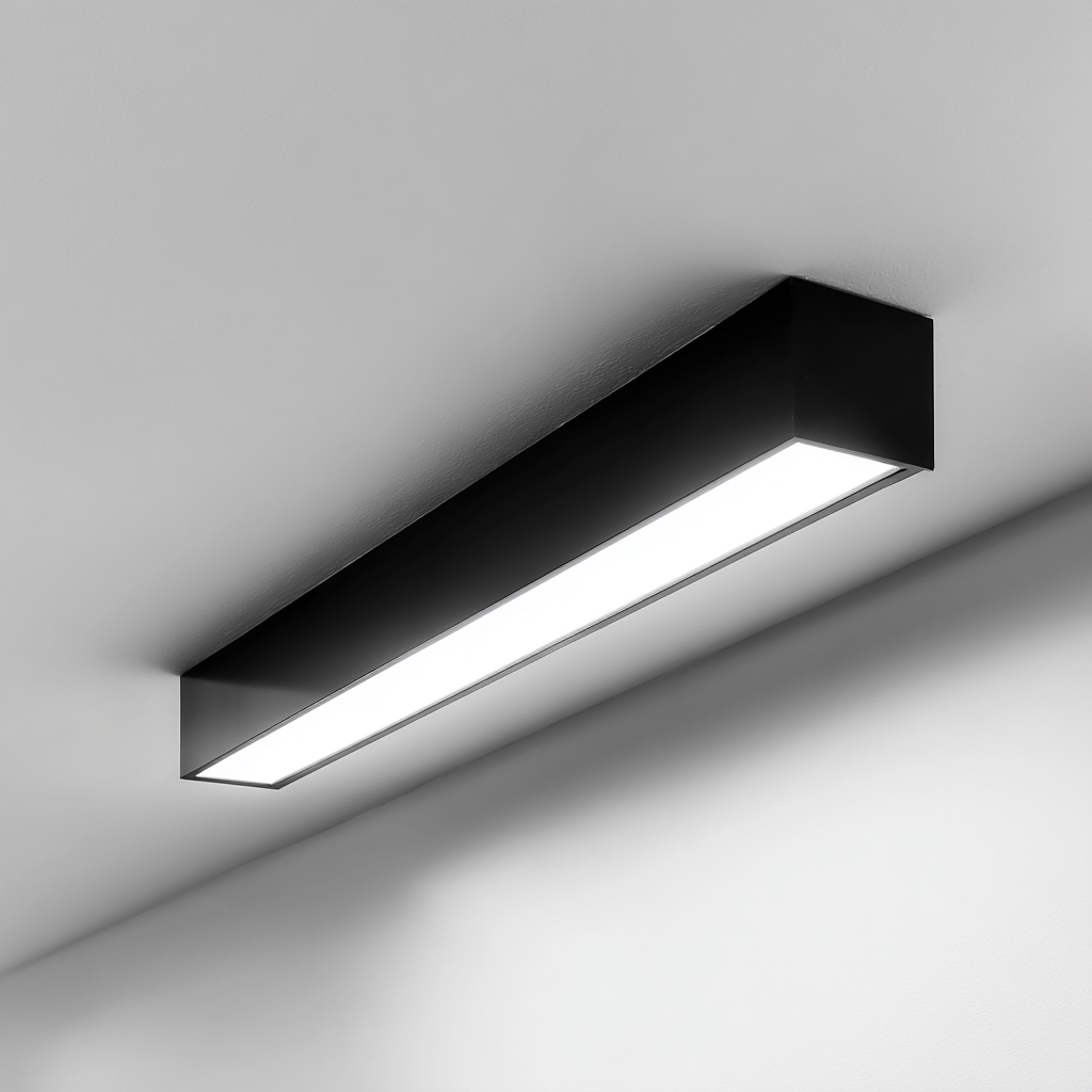 Plafonnier - métal - 60x10 cm - noir - blanc - pour salon - design moderne-Interiorvo