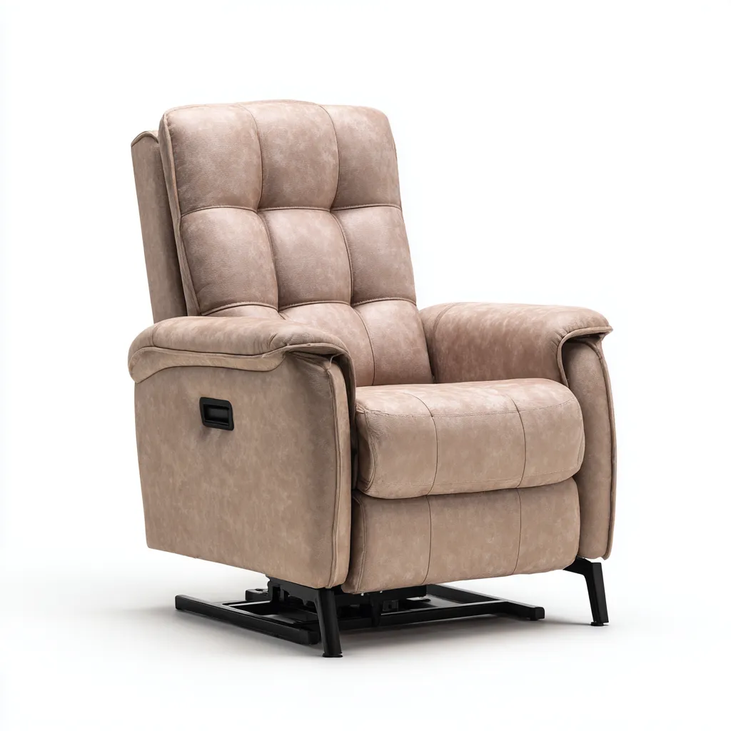 Fauteuil relax similicuir 92x90x108 cm beige adapté au salon style classique-Interiorvo
