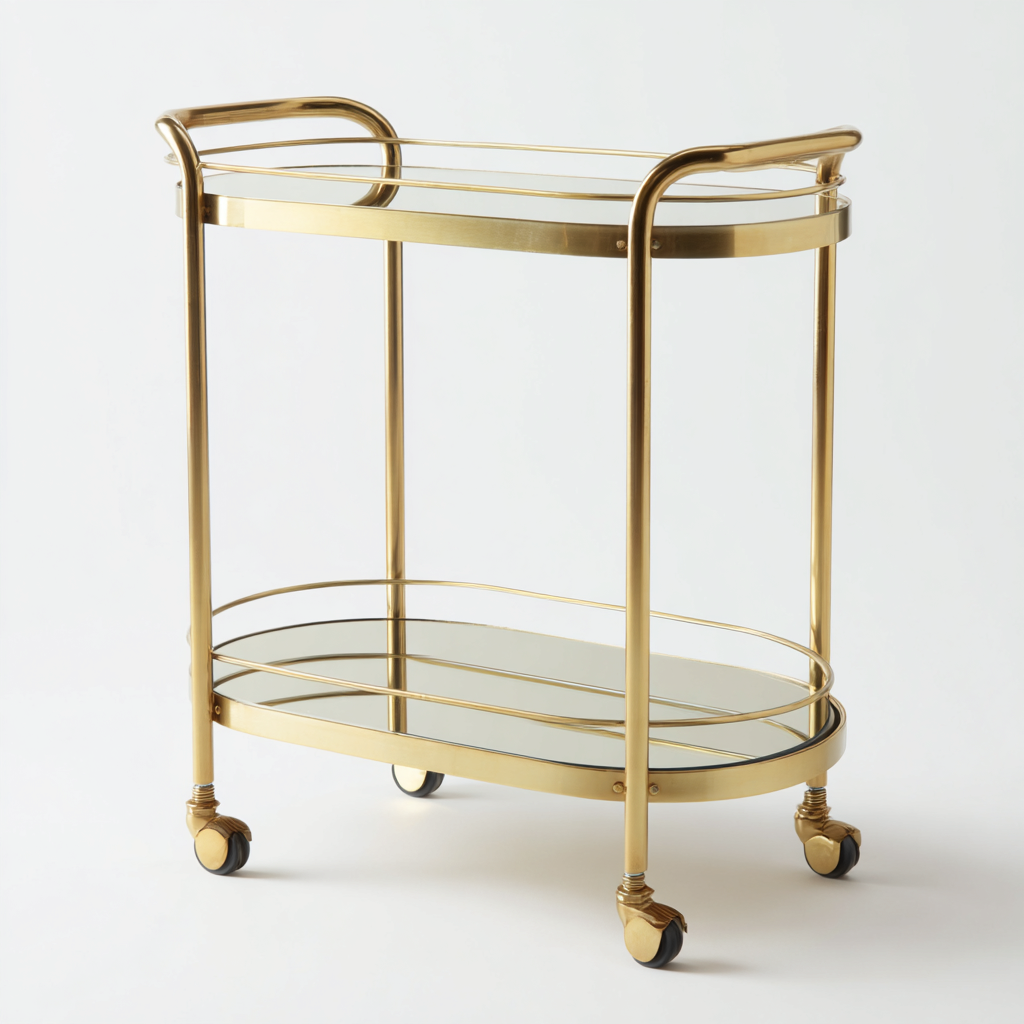 Dessertes et chariots métal - verre 65x40x84 cm or design classique-Interiorvo