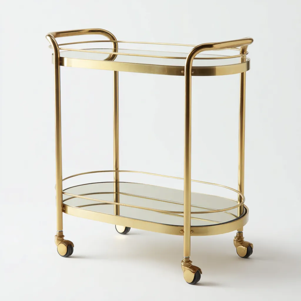 Dessertes et chariots métal - verre 65x40x84 cm or design classique-Interiorvo