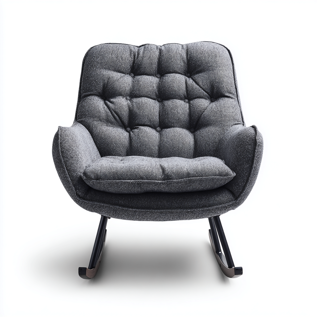 Fauteuil à bascule - métal - tissu - 95x70x95 cm - gris - noir - salon - design moderne-Interiorvo