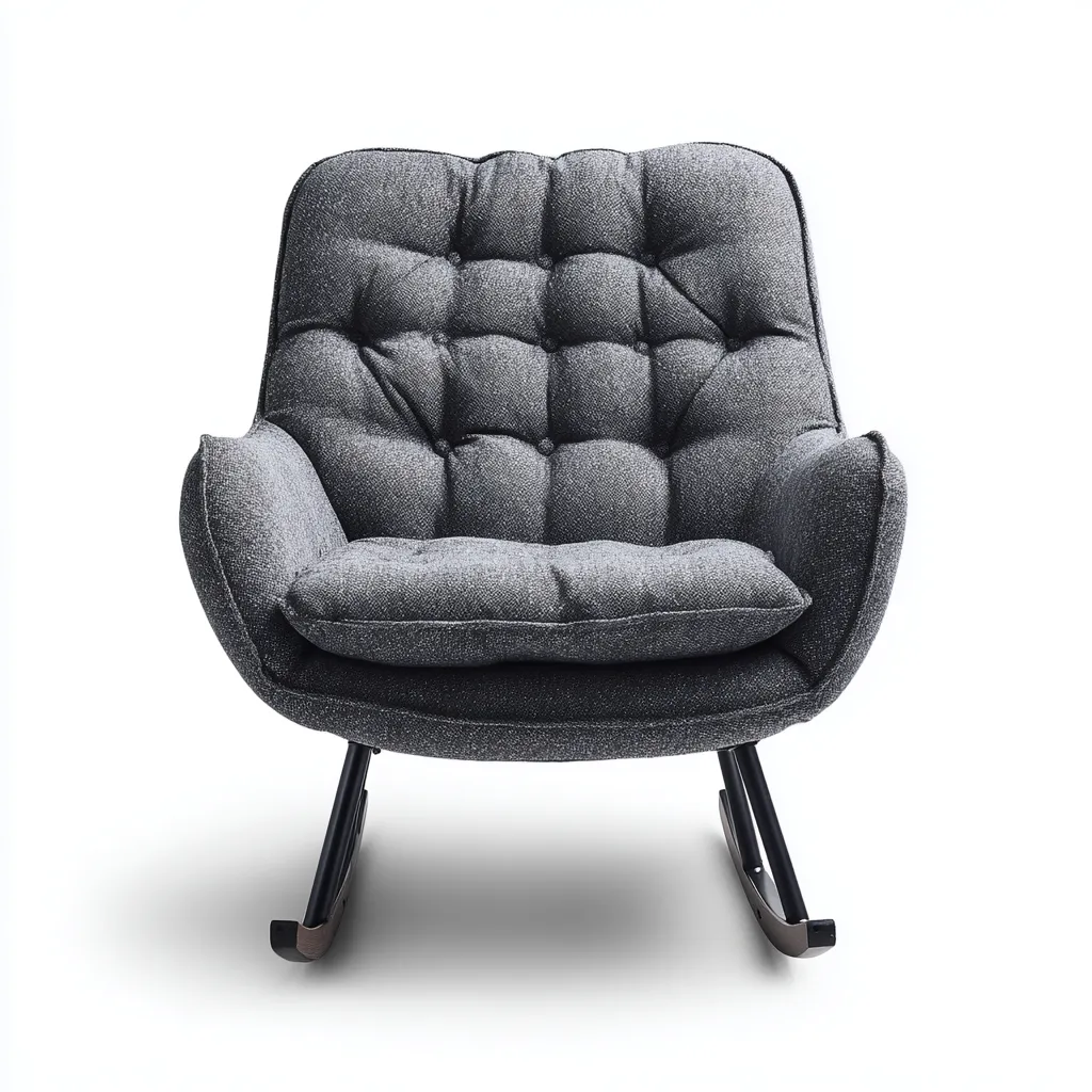 Fauteuil à bascule - métal - tissu - 95x70x95 cm - gris - noir - salon - design moderne-Interiorvo