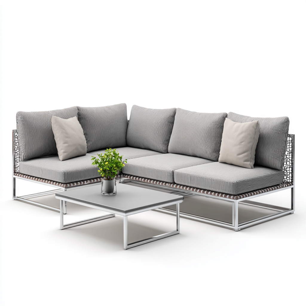 Canapé de jardin - aluminium - tissu 230x230x70 cm - gris - usage extérieur - design moderne-Interiorvo