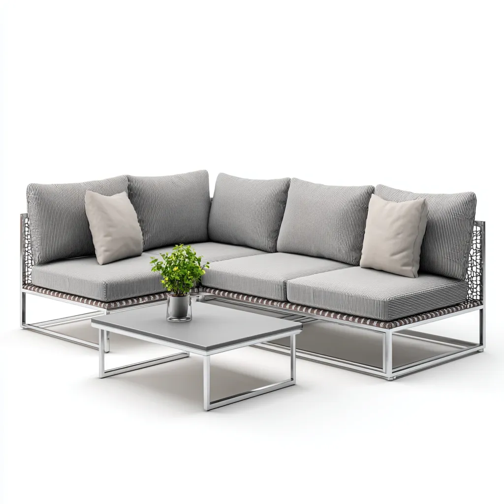 Canapé de jardin - aluminium - tissu 230x230x70 cm - gris - usage extérieur - design moderne-Interiorvo