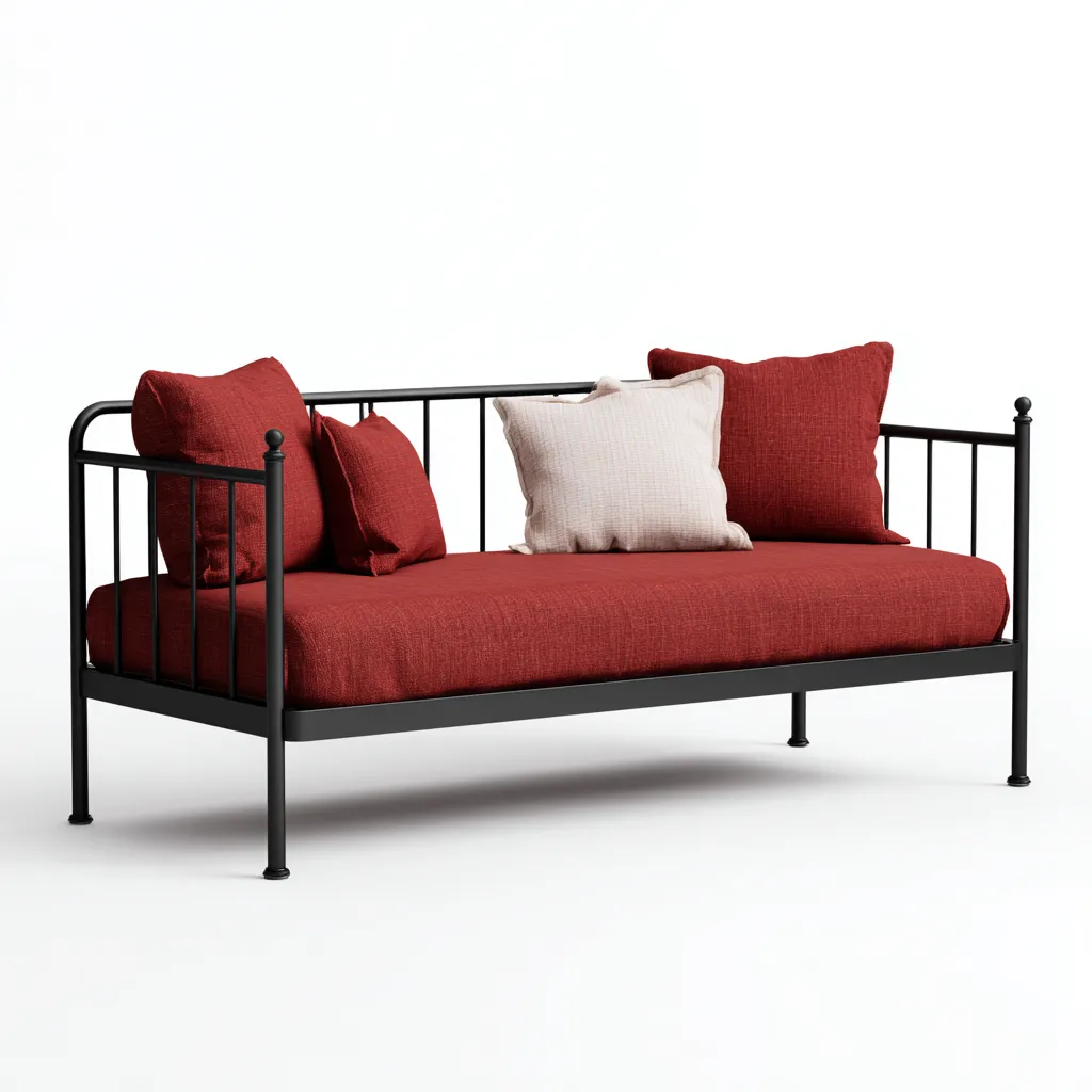 Canapé-lit - métal - 200x90x95 cm - noir - pour chambre - design moderne-Interiorvo