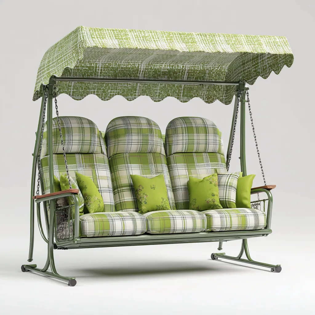 Dondolo de jardin - métal - tissu 205x130x165 cm - vert - usage extérieur - design classique-Interiorvo