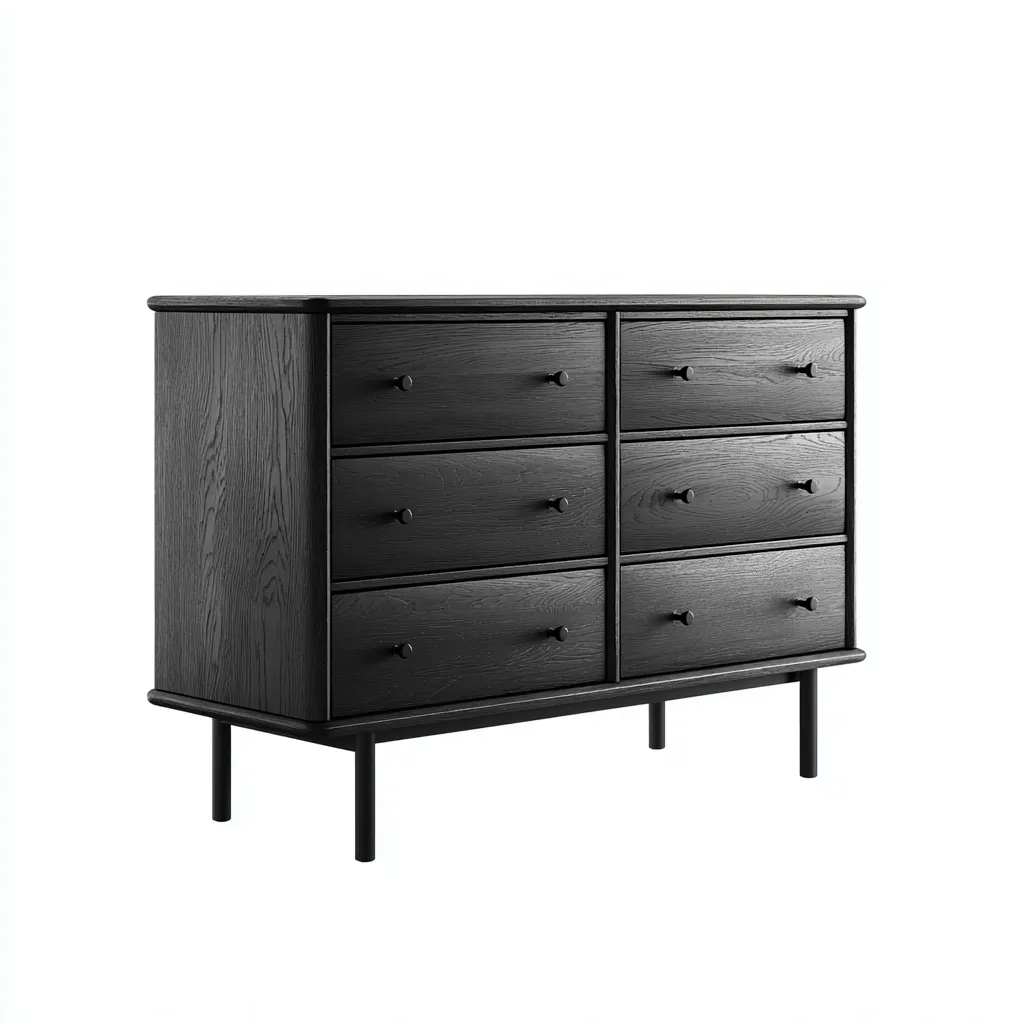 Commode bois 120x45x85 cm noir adapté au salon design moderne-Interiorvo