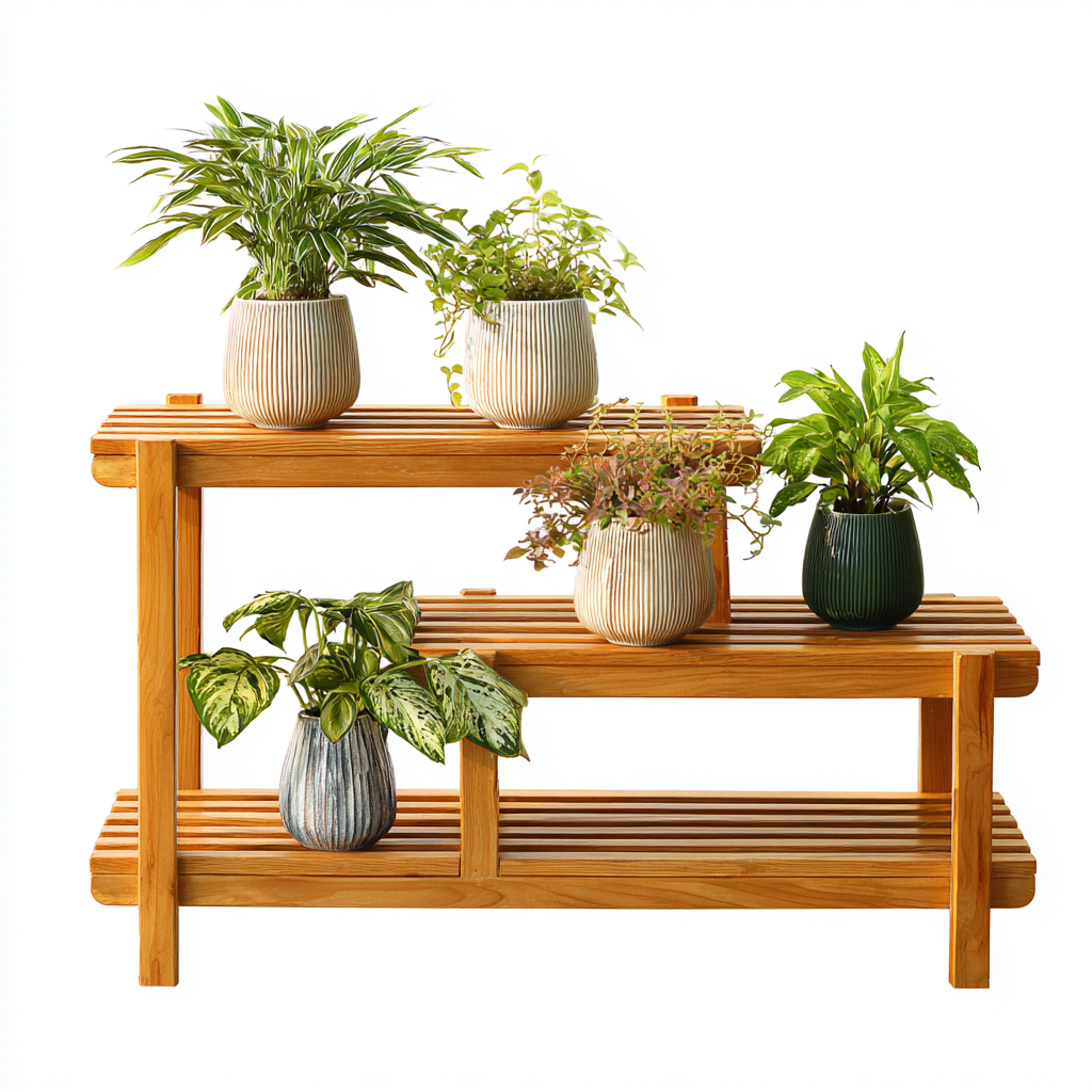 Pots et supports de plantes bois 80x25x55 cm brun adapté au jardin design naturel-Interiorvo