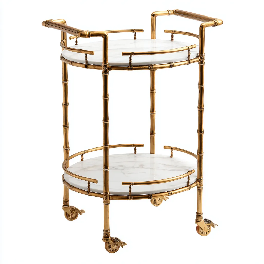 Dessertes et chariots - métal - marbre - 60x45x80 cm - doré - blanc - adapté à la cuisine - design classique-Interiorvo