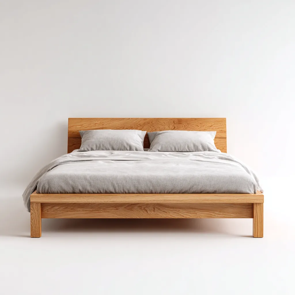 Lit double - bois - 210x165x90 cm - chêne clair - pour chambre - design moderne-Interiorvo