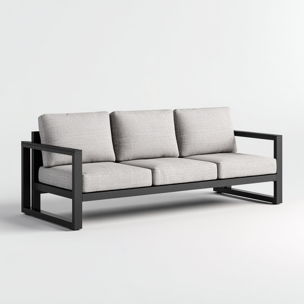 Canapé de jardin métal - tissu 200x80x75 cm gris adapté au jardin design moderne-Interiorvo