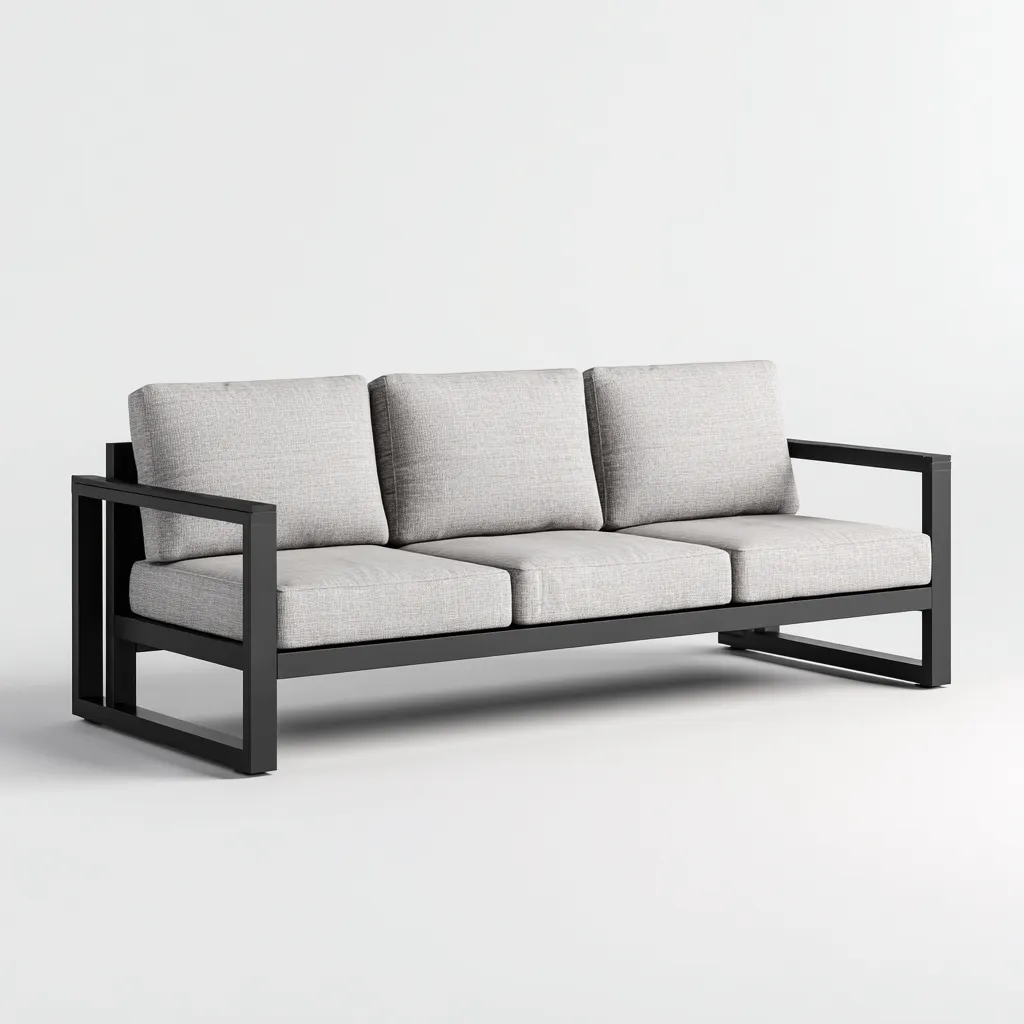 Canapé de jardin métal - tissu 200x80x75 cm gris adapté au jardin design moderne-Interiorvo