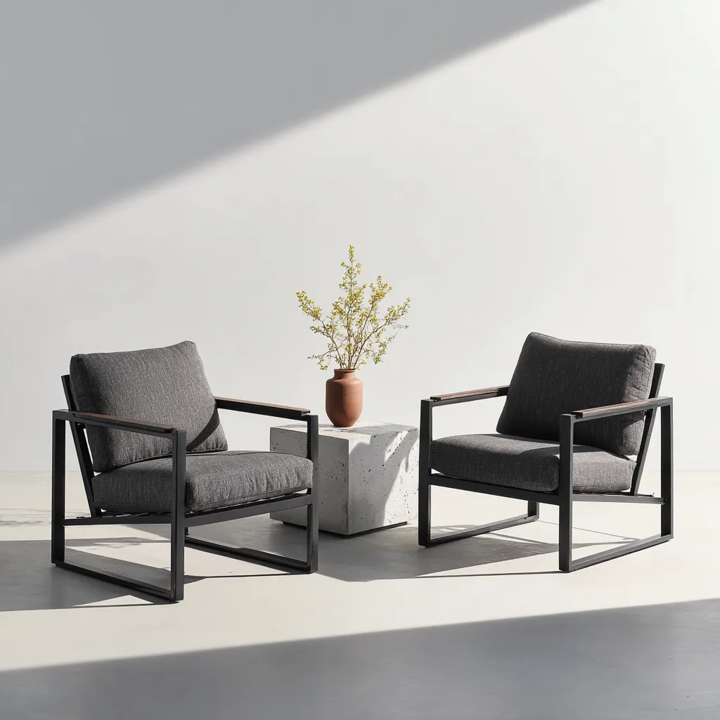 Canapé de jardin métal - tissu 90x80x75 cm gris adapté au jardin design moderne-Interiorvo