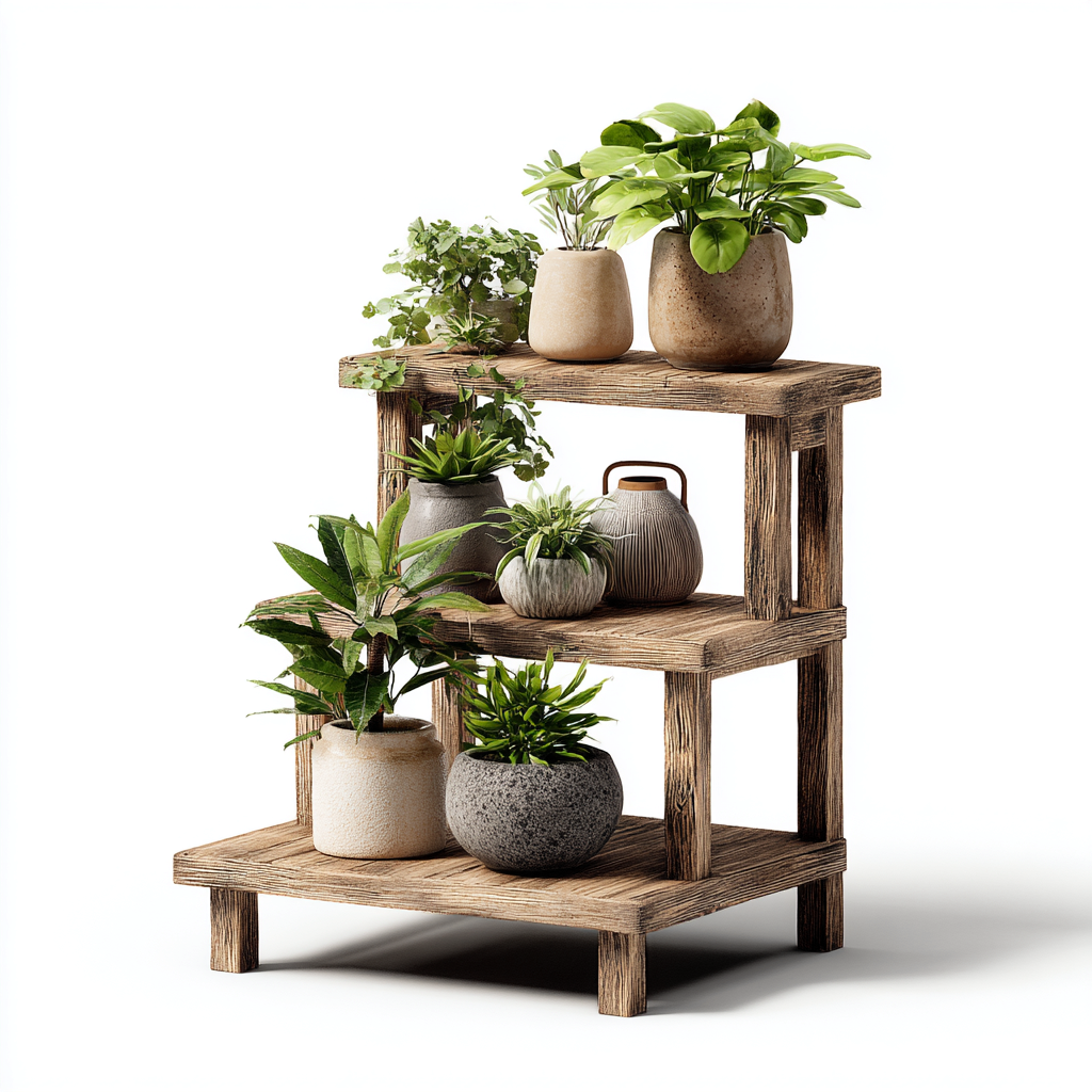 Pots et supports de plantes - bois 60x35x75 cm - brun naturel - adapté au jardin extérieur - style rustique-Interiorvo