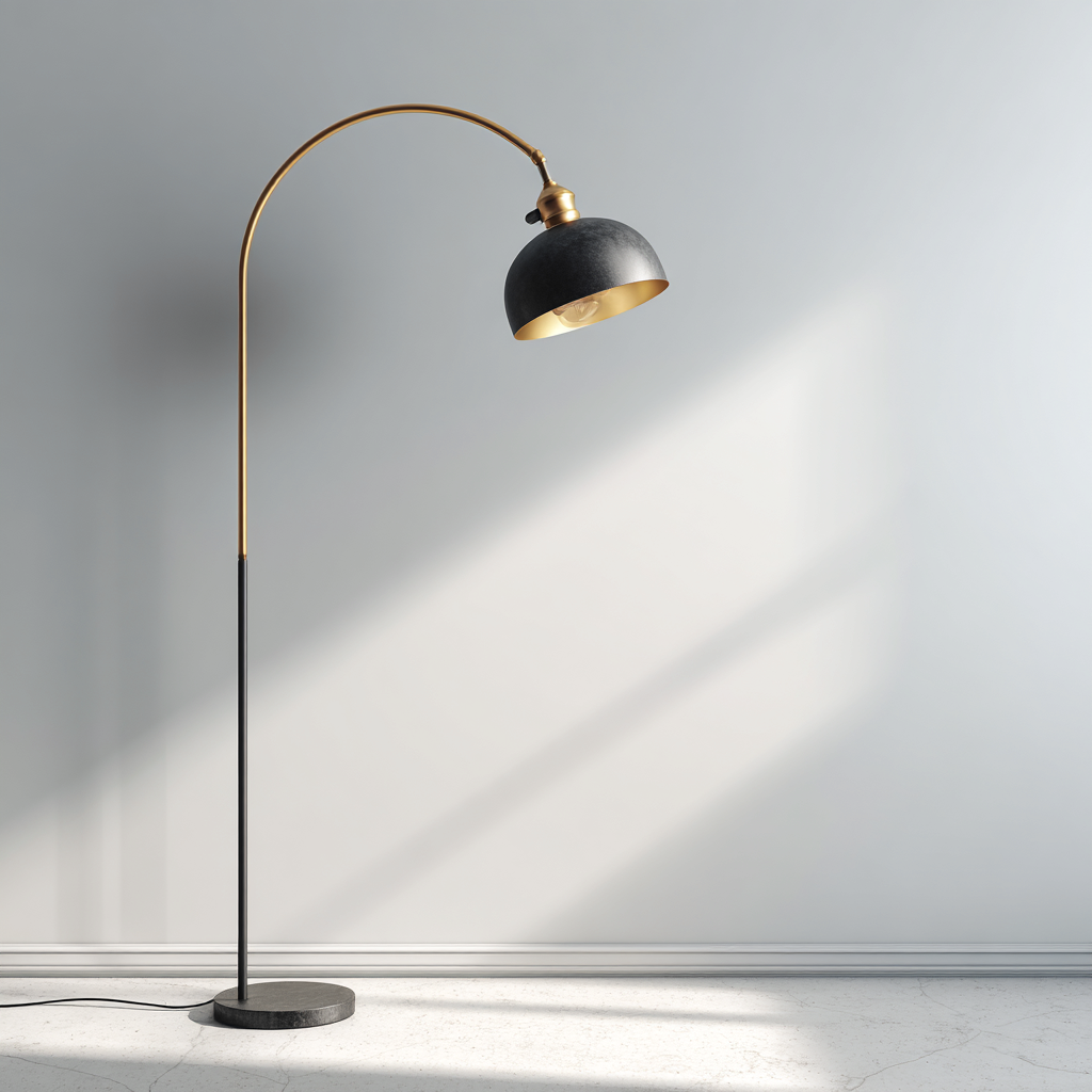 Lampadaire métal 30x28x165 cm - doré - noir - pour salon - design moderne-Interiorvo