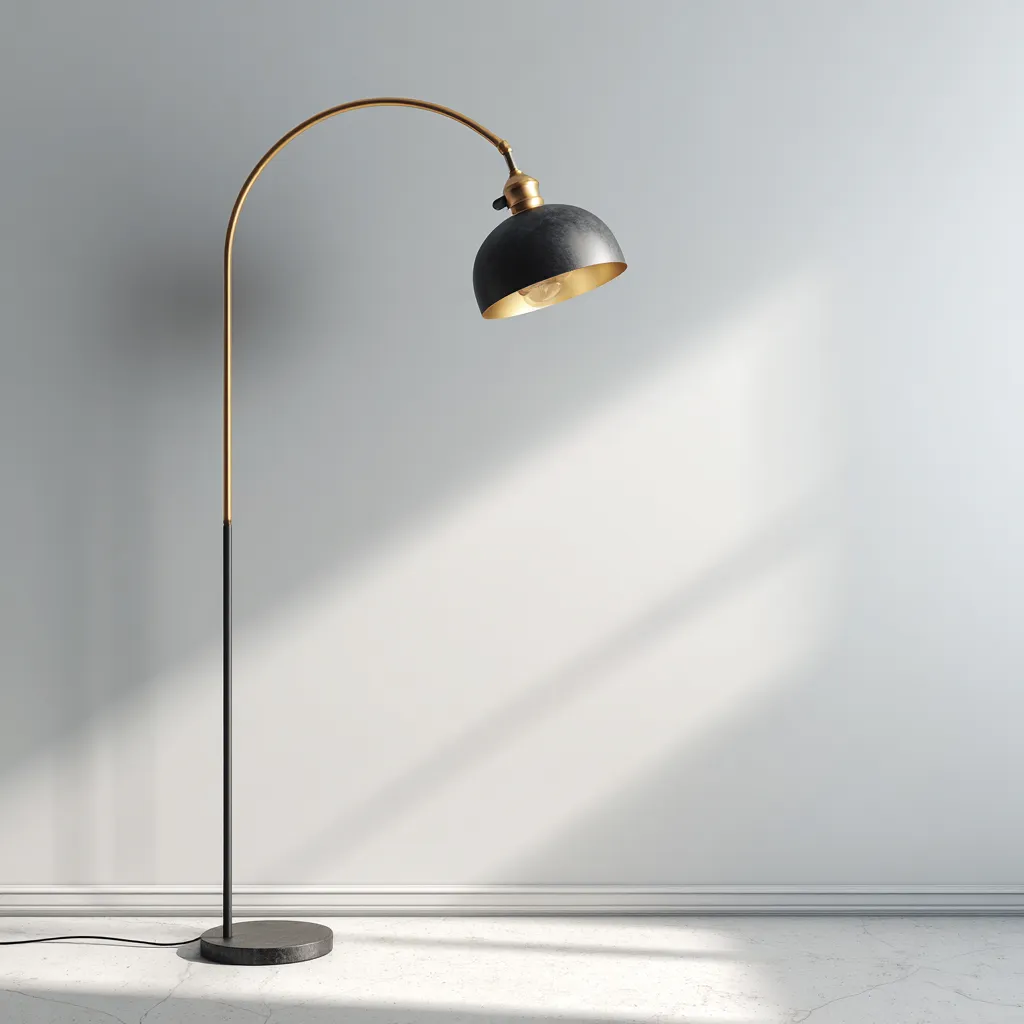 Lampadaire métal 30x28x165 cm - doré - noir - pour salon - design moderne-Interiorvo