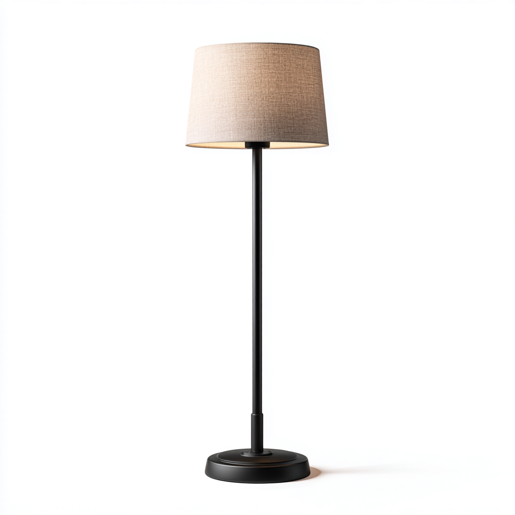 Lampadaire tissu et métal 30x30x160 cm - beige - noir - pour salon - design moderne-Interiorvo