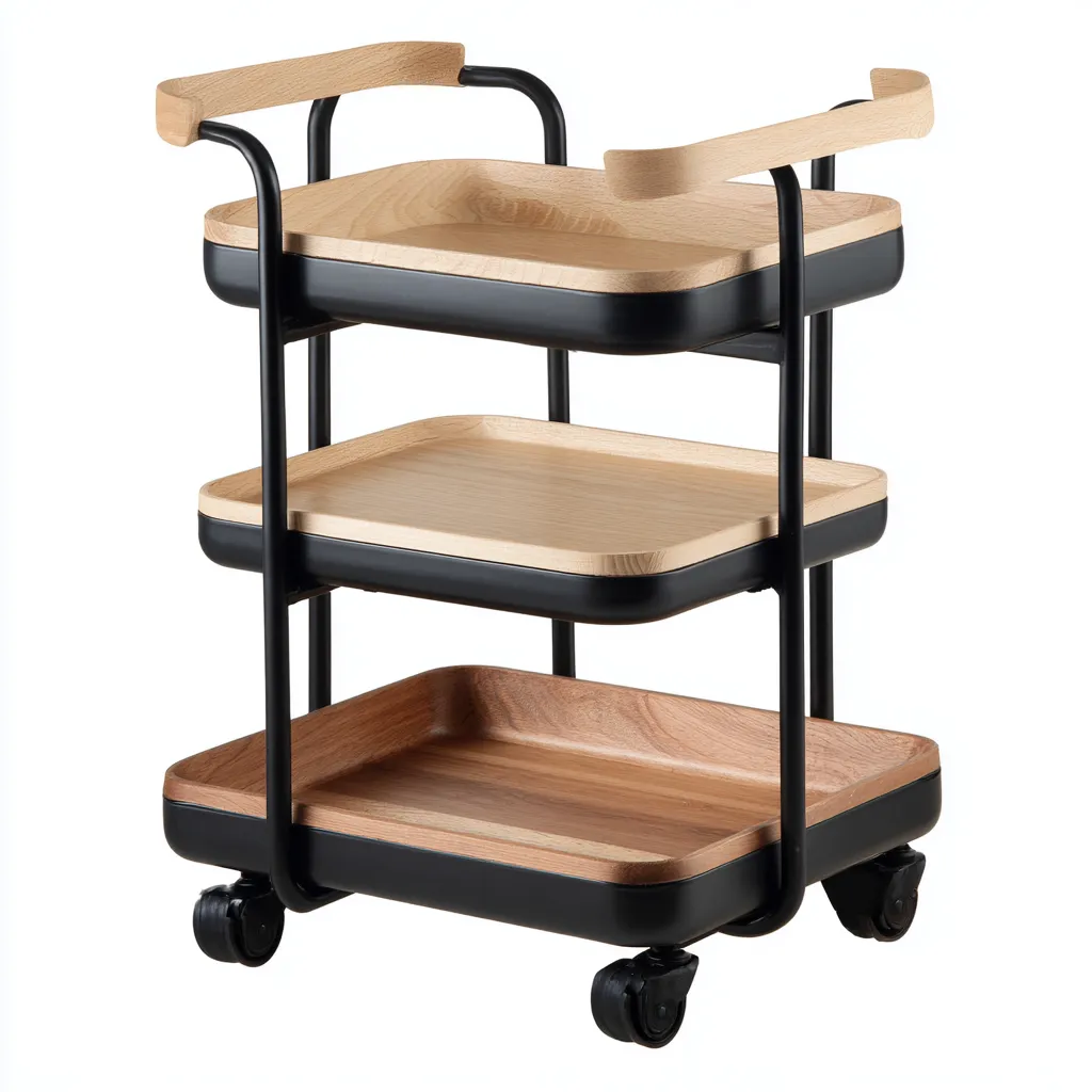 Dessertes et chariots bois métal 45x35x75 cm noir - bois design moderne-Interiorvo