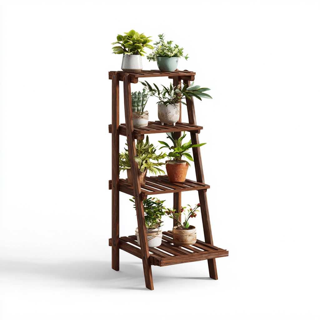 Pots et supports de plantes bois 45x35x120 cm brun adapté au jardin design naturel-Interiorvo