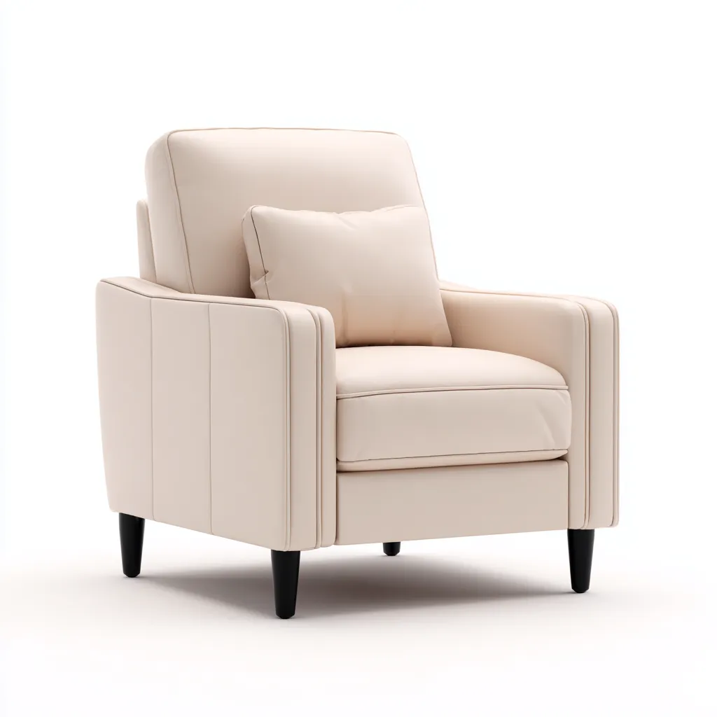 Fauteuil relax - cuir - métal - bois - 95x85x100 cm - beige - salon - design moderne-Interiorvo