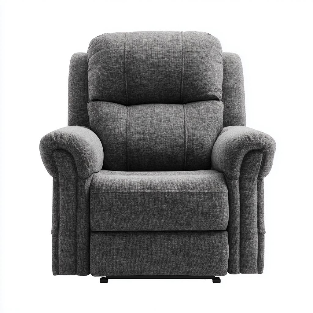 Fauteuil relax tissu 95x90x104 cm gris adapté au salon style classique-Interiorvo