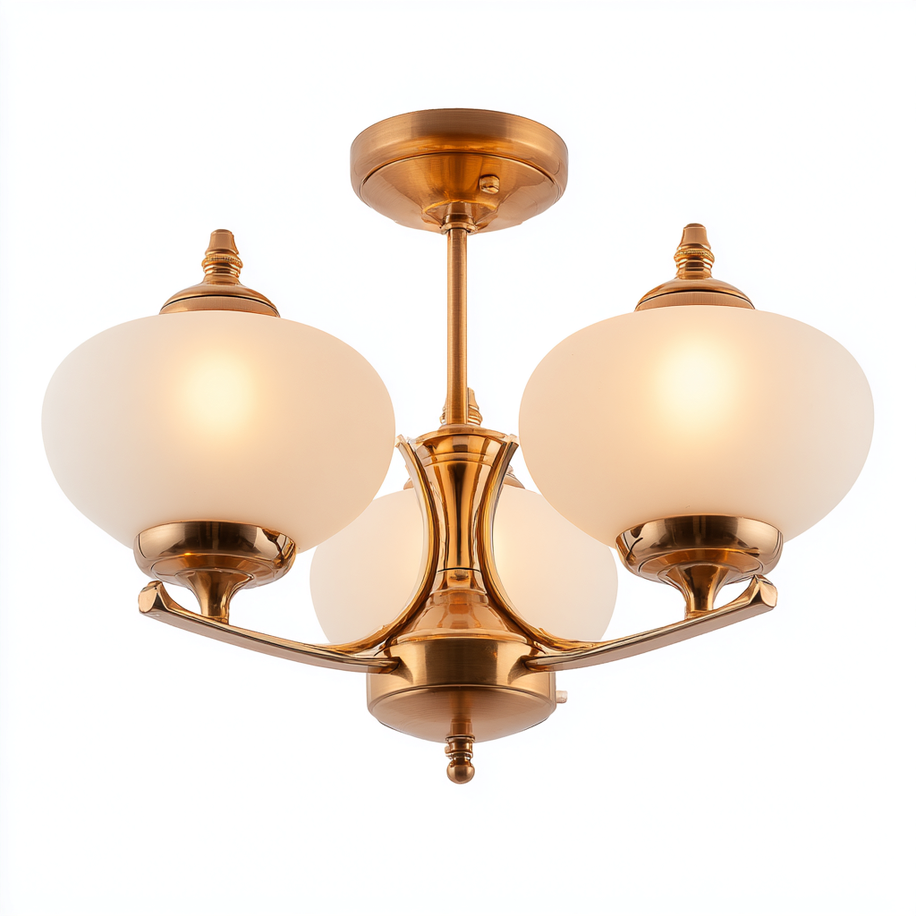 Plafonnier métal et verre 54x54 cm - blanc - or - pour salon - style classique élégant-Interiorvo