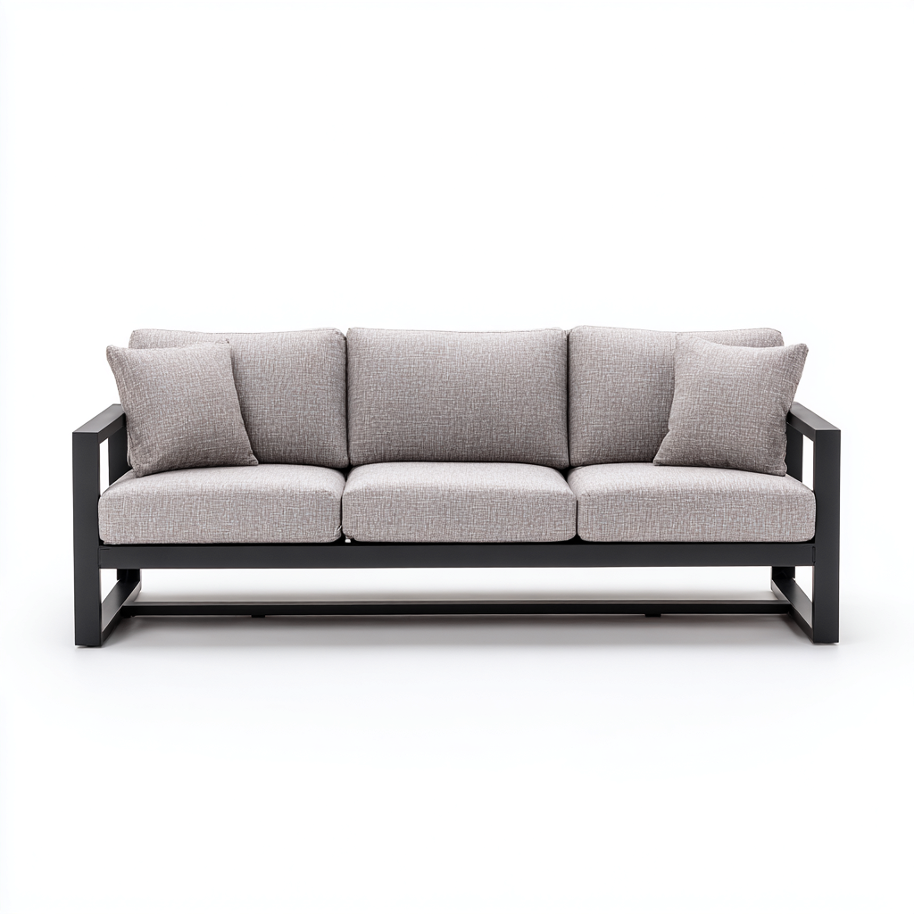Canapé de jardin métal - tissu 200x80x75 cm gris adapté au jardin design moderne-Interiorvo
