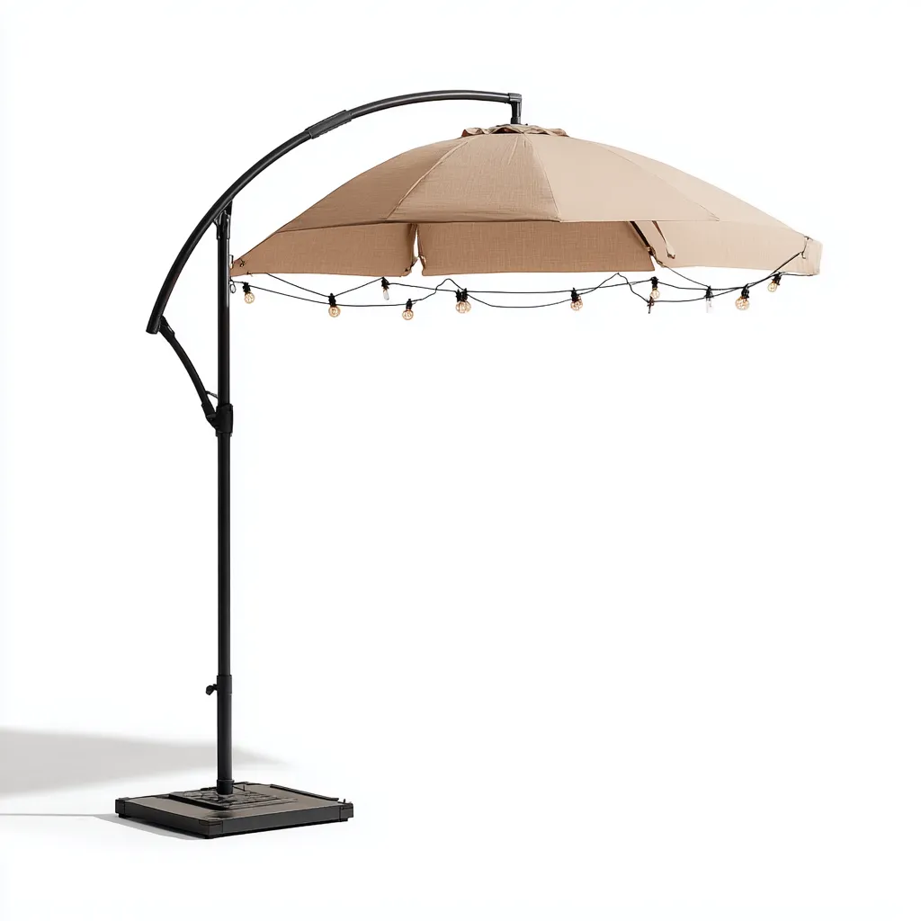 Parasol de jardin métal - tissu 300x300x260 cm beige adapté au jardin design moderne-Interiorvo