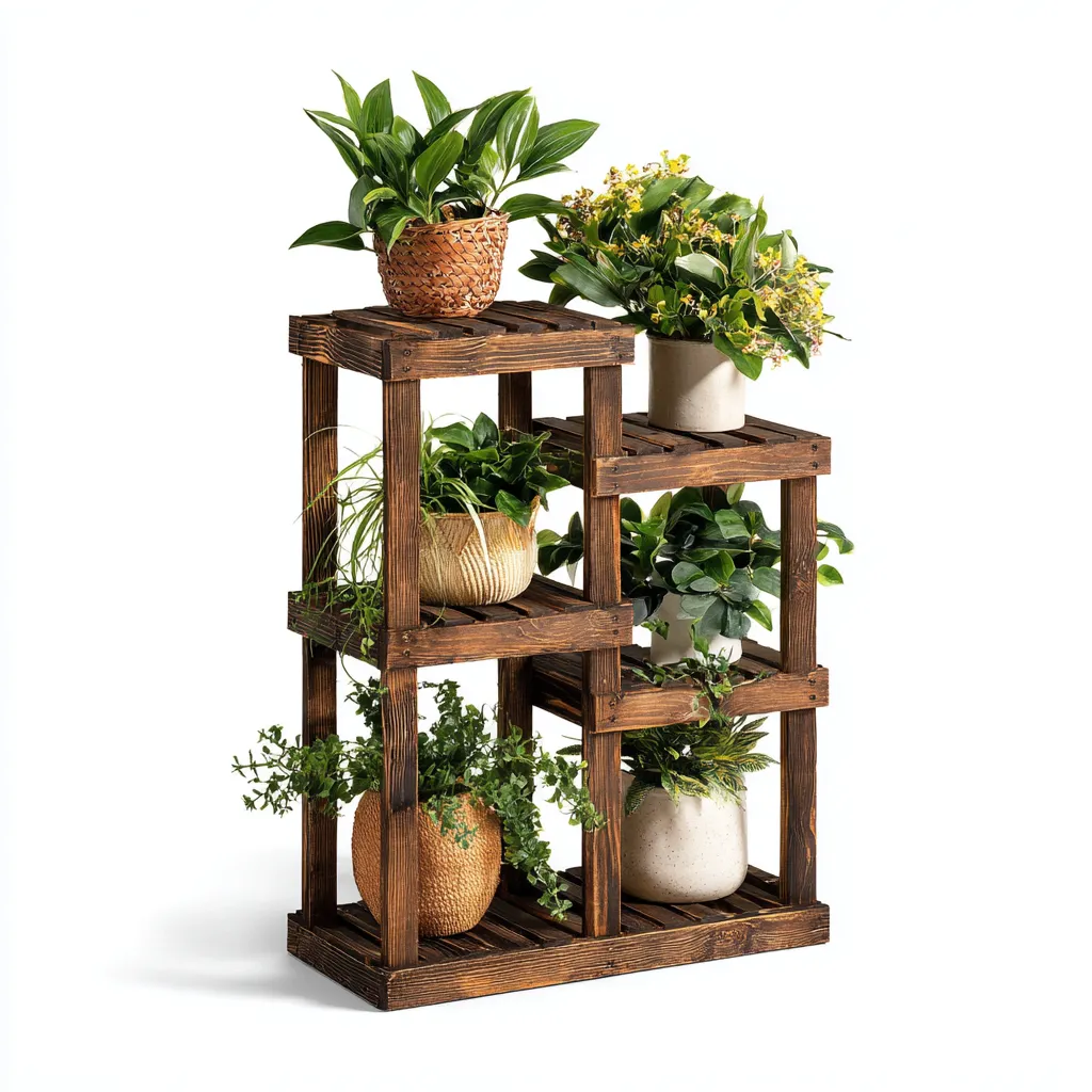 Pots et supports de plantes bois 60x25x90 cm brun adapté au jardin design naturel-Interiorvo