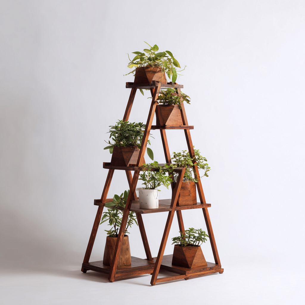 Pots et supports de plantes bois 70x35x150 cm brun adapté au jardin design naturel-Interiorvo