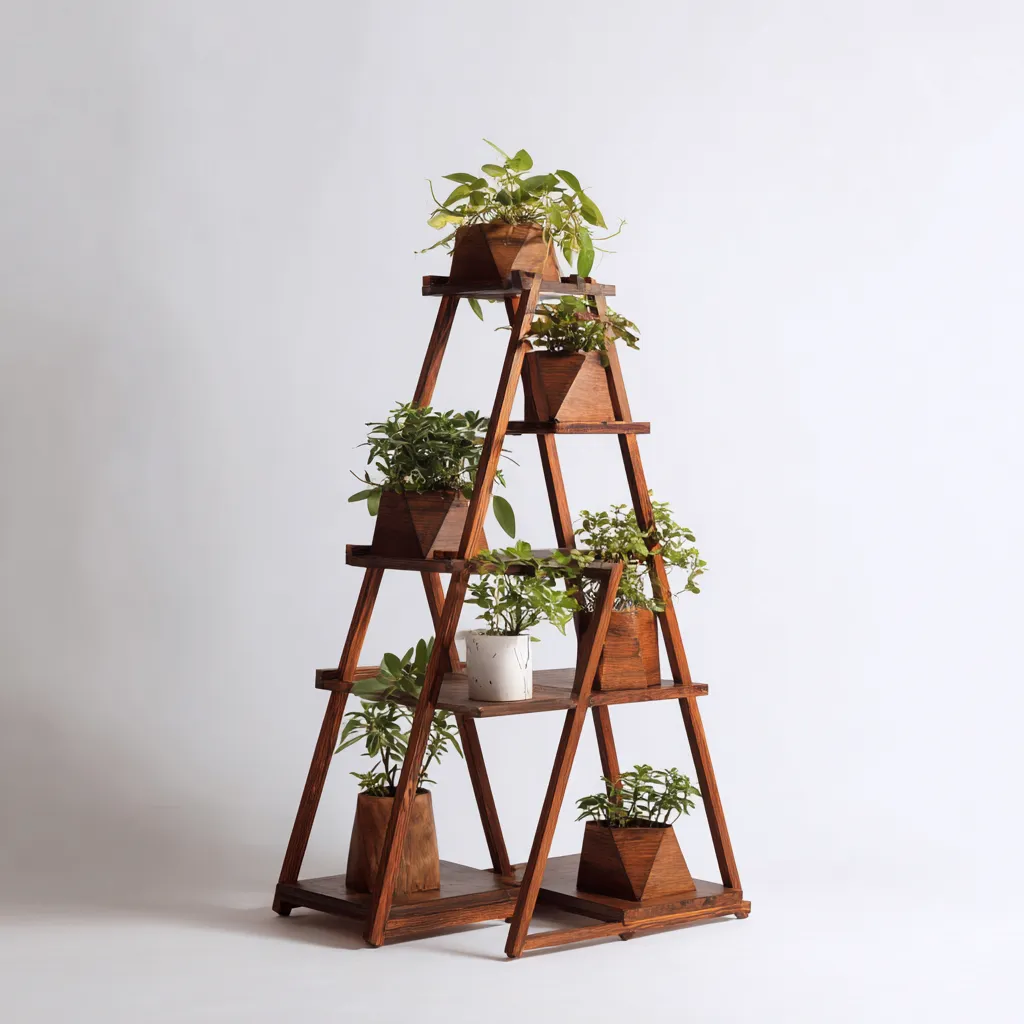 Pots et supports de plantes bois 70x35x150 cm brun adapté au jardin design naturel-Interiorvo